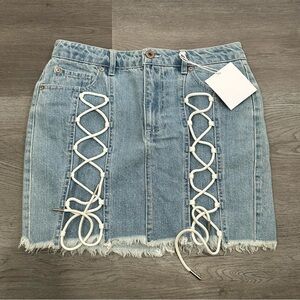 NWOT pistola‎ lace up denim mini skirt Womens Size 27